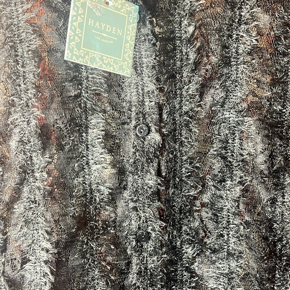 Hayden, LOS ANGELES black blouse with a feathery fun fabric. Size M - Picture 5 of 6